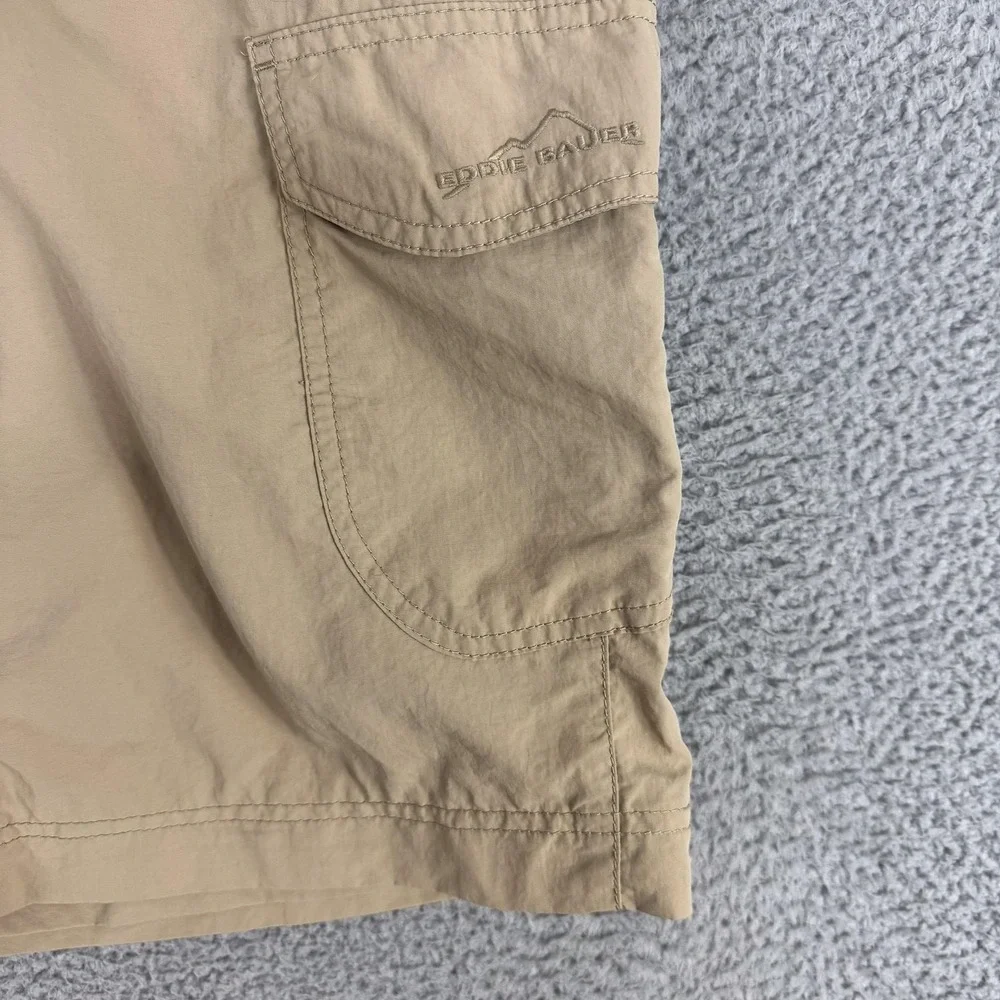 Eddie Bauer‎ Travex Shorts Mens Large Beige Cargo Belted 11 Inseam Hiking Travel